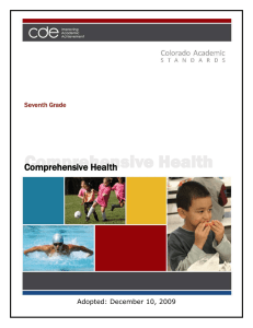 Comprehensive Health  Seventh Grade Adopted: December 10, 2009