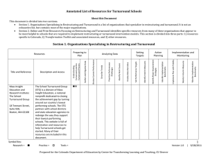 Annotated List of Resources for Turnaround Schools