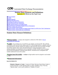 Automated Data Exchange Documentation Student Data Elements and Definitions