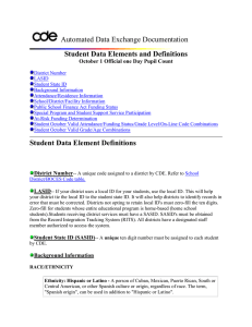 Automated Data Exchange Documentation Student Data Elements and Definitions