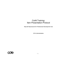 CoAlt Training: Item Presentation Protocol May Be Reproduced for Professional Development Use