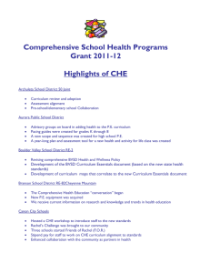 Comprehensive School Health Programs Grant 2011-12  Highlights of CHE