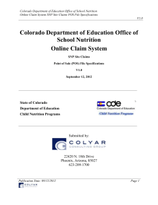 Colorado Department of Education Office of School Nutrition