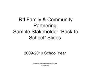 RtI Family &amp; Community Partnering Sample Stakeholder “Back-to School” Slides