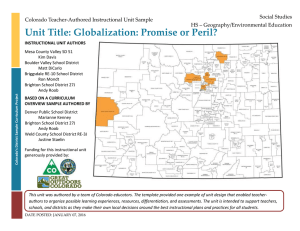 Social Studies Colorado Teacher-Authored Instructional Unit Sample HS – Geography/Environmental Education