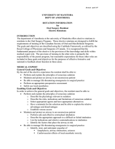 UNIVERSITY OF MANITOBA DEPT OF ANESTHESIA ROTATION INFORMATION