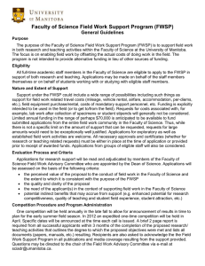 Faculty of Science Field Work Support Program (FWSP) General Guidelines