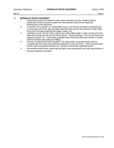 University of Manitoba SPRINKLER PROOF-EQUIPMENT Section 16470