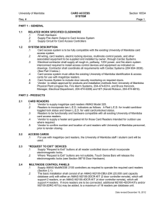 University of Manitoba CARD ACCESS Section 16534