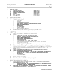 University of Manitoba STANDBY GENERATOR Section 16613