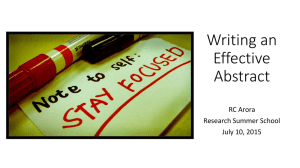 Writing an Effective Abstract RC Arora
