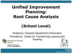 Unified Improvement Planning: Root Cause Analysis (School Level)