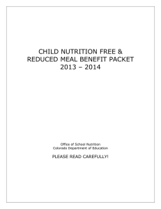CHILD NUTRITION FREE &amp; REDUCED MEAL BENEFIT PACKET 2013 – 2014
