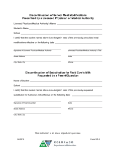 Discontinuation of School Meal Modifications