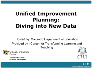 Unified Improvement Planning: Diving into New Data