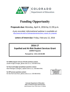 Funding Opportunity Proposals due: 2016-17