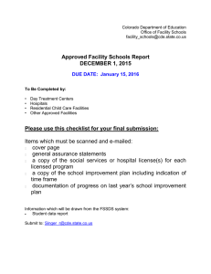 Approved Facility Schools Report DECEMBER 1, 2015