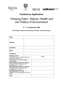 ‘Chasing Eden’: Nature, Health and the Politics of Environment  Conference Application