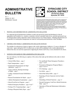 ADMINISTRATIVE BULLETIN SYRACUSE CITY SCHOOL DISTRICT