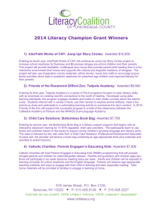 2014 Literacy Champion Grant Winners