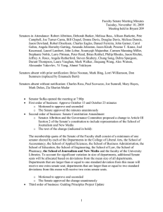 Faculty Senate Meeting Minutes Tuesday, November 10, 2009