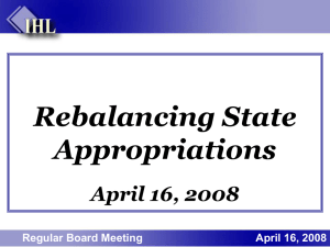 Rebalancing State Appropriations April 16, 2008 Regular Board Meeting
