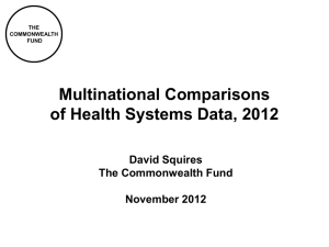 Multinational Comparisons of Health Systems Data, 2012 David Squires The Commonwealth Fund