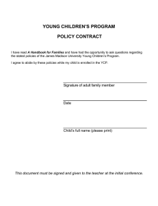 YOUNG CHILDREN’S PROGRAM POLICY CONTRACT