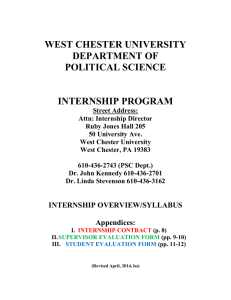 WEST CHESTER UNIVERSITY DEPARTMENT OF POLITICAL SCIENCE