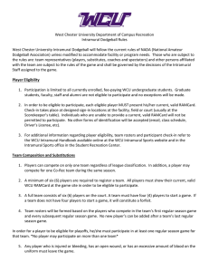 West Chester University Department of Campus Recreation Intramural Dodgeball Rules