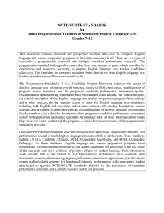 NCTE/NCATE STANDARDS for Initial Preparation of Teachers of Secondary English Language Arts