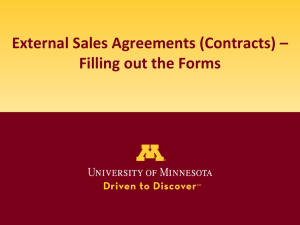 External Sales Agreements (Contracts) – Filling out the Forms