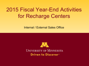 2015 Fiscal Year-End Activities for Recharge Centers Internal / External Sales Office