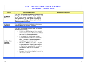 – Intertie Framework AESO Discussion Paper Stakeholder Comment Matrix