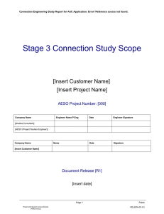 Stage 3 Connection Study Scope [Insert Customer Name] [Insert Project Name]