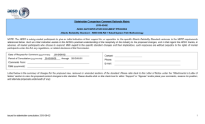 Stakeholder Comparison Comment Rationale Matrix 2010-09-02 AESO AUTHORITATIVE DOCUMENT PROCESS