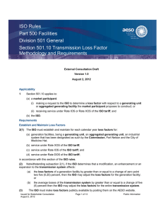 ISO Rules Part 500 Facilities Division 501 General Section 501.10 Transmission Loss Factor