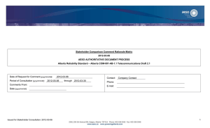 Stakeholder Comparison Comment Rationale Matrix 2012-03-06 AESO AUTHORITATIVE DOCUMENT PROCESS