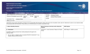 Market Participant Comment Matrix  AESO AUTHORITATIVE DOCUMENT PROCESS Market Participant Consultation Draft