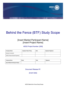 Behind the Fence (BTF) Study Scope [Insert Market Participant Name]