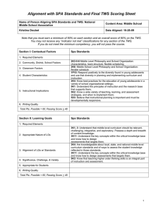 Alignment with SPA Standards and Final TWS Scoring Sheet