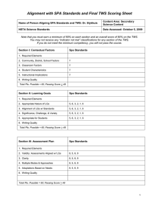 Alignment with SPA Standards and Final TWS Scoring Sheet