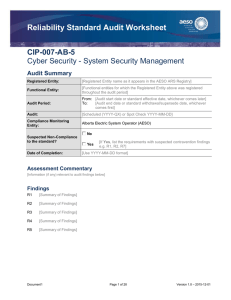 Reliability Standard Audit Worksheet CIP-007-AB-5 Cyber Security - System Security Management