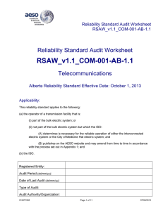 RSAW_v1.1_COM-001-AB-1.1  Reliability Standard Audit Worksheet Telecommunications