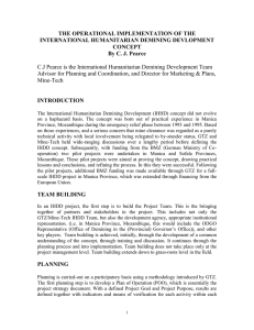 THE OPERATIONAL IMPLEMENTATION OF THE INTERNATIONAL HUMANITARIAN DEMINING DEVLOPMENT CONCEPT