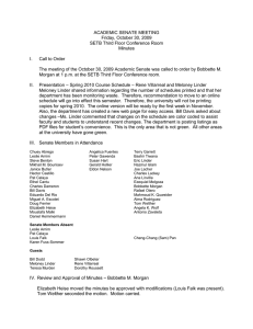 ACADEMIC SENATE MEETING Friday, October 30, 2009 SETB Third Floor Conference Room