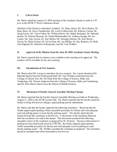 I.          ...  Mr. Harris called the August 23, 2002 meeting of the... p.m. in the SETB 3