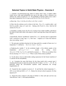 – Exercise 2 Selected Topics in Solid State Physics