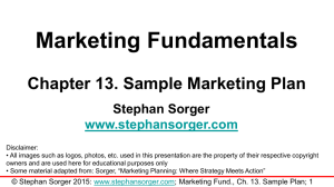 Marketing Fundamentals Chapter 13. Sample Marketing Plan Stephan Sorger www.stephansorger.com