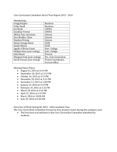 Core Curriculum Committee End of Year Report 2015 - 2016  Membership